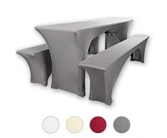 Gräfenstayn® Leopold Stretch - Biertischhussen-Set 3 TLG für Bierzeltgarnitur - 50cm oder 70cm Tischbreite - mit Öko-Tex Siegel Standard 100 :Geprüftes Vertrauen 30564 (Anthrazit, 50x220cm)
