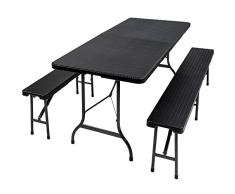 TecTake Campingmöbel Set Bierzeltgarnitur Camping Garnitur klappbar - Diverse Farben - (Schwarz | Nr. 402209)
