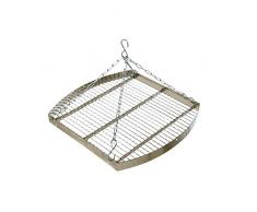 acerto 31175 Ungarischer Grillrost mit Kette, 60 cm * Verchromt * Mit Außenring * Besonders robust | Grillgitter zum Aufhängen am Dreibein | Gitterrost, Grillauflage für Schwenk-Grill