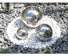Kugelbrunnen 3er-Set 40/28/20 cm Springbrunnen Gartenbrunnen Edelstahl poliert LED