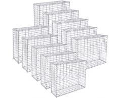 SONGMICS Gabione 10 Stück 100 x 80 x 30 cm Steinkorb für Gartenzaun GGB083V1