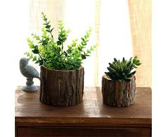 Holz Blumentopf klein Blumentöpfe Naturholz Pflanztrog aus Holz Mini Pflanze Töpfe Kreativ Rinde Modellierung Waldstil für Rinde Blumentopf Dekorative Lagerorganisator