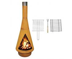 YERD Corten Terrassen-Ofen/Grill-Kamin Denver BBQ: Echter Corten-Stahl Gartenkamin (Edelrost), inkl. Grill-Rost (L 125cm Corten)