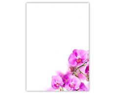 Motiv Briefpapier (Blumen-5029, DIN A4, 100 Blatt). Einseitig bedrucktes Briefpapier, sehr gut beschreibbar, Motivpapier für alle Drucker/Kopierer geeignet Motiv Blumen wunderschöne Orchideen pink rosa