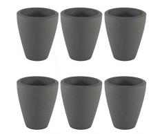 Set6 6 Keramik Blumentopf Rhodos für Orchideen anthrazit