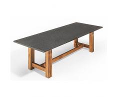 Studio 20 Voss Gartentisch 300 x 100 x 75 cm Outdoortisch Granittisch Teakholz Tischplatte Pearl grey geschliffen