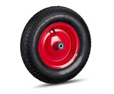 Relaxdays Schubkarrenrad 4.80 4.00-8, luftbereift, Stahlfelge, 3 Adapter, Ersatzrad Schubkarre, bis 120 kg, schwarz-rot