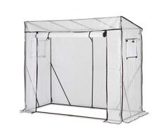 Sekey Tomatengewächshaus Tamara XL, Tomatenzelt Foliengewächshaus Gewächshaus Tomatenhaus Treibhaus mit Tür zum Aufrollen Frühbeet 200x77x146/170 cm