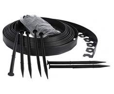 sarcia.eu Flexible Kunstraseneinfassung, Garteneinfassung, Rasenkante, Mähkante - 4cm Hoch - Schwarz 10 Meter + 30 Befestigungsnägel