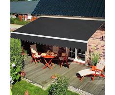 HENGMEI Aluminium Markise Klemmmarkise Balkonmarkise Sonnenschutz Kassettenmarkise Gelenkarmmarkise Sonnensegel (300 * 250cm, Dunkelgrau)