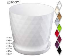 KADAX Blumentopf, EIN Topf für Blumen und Pflanzen mit Untersetzer, Pflanzkübel leichtes und beständiges Material EIN dekorativer Topf für Pflanzen (20cm, Weiß)