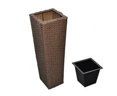 Pflanzsäule Blumensäule Blumentopf Pflanzkübel Pflanzensäule aus braunem Rattan