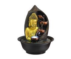 A Beleuchtet Buddha-brunnen,Zen Meditierender Innendekoration Brunnen,Harz Buddha Statue Geschenke&dekor,feng Shui Fountain Golden 11zoll