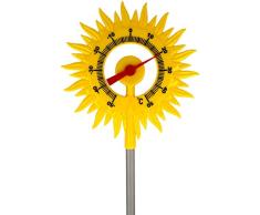 Lantelme Gartenthermometer Sonne mit Metall Erdspieß 60 cm Garten Deko für Außen Kunststoff Thermometer + - 50°C 8109