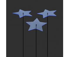 SUNPLAY Sonnenfänger Sterne Stella in BLAU, 3 Stück je 10 cm Durchmesser im Set + 35 cm Schwingstäbe