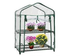 Gewächshaus foliengewächshaus Balkon 69x49x92cm mit 2 Etagen Stabil | mit PVC-Plane| Transparent Treibhaus, Terrasse Anzuchthaus platzsparend(Ohne Eisenrahmen)
