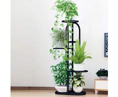 Dittzz Blumentreppe Metall, Blumenständer mit 5 Ablagen Pflanzentreppe für Haus/Garten/Terrasse/Flur stufenförmig Blumenregal,82 x 45 x 22cm