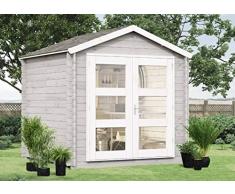 Alpholz Gartenhaus Lommel aus Massiv-Holz | Gerätehaus mit 19 mm Wandstärke | Garten Holzhaus inklusive Montagematerial & Dachpappe | Geräteschuppen Größe: 270 x 210 cm | Satteldach