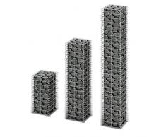 Tidyard Gabionen-Set 3-TLG/Steingabione/Steinkorb, aus Verzinktem Stahl, 25 x 25 x 50/100/150 cm(L x B x H) (3 Stück)