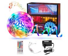 LED Streifen10m,RGB LED Lichterkette Lichtband mit Fernbedienung,300LEDs 5050 LED Stripes Lichterkette Band 12V Netzteil Sync mit Music LED Lichtleiste für Gartenbar Party Heimdekorationen