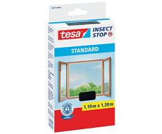 tesa® Insect Stop Fliegengitter STANDARD für Fenster, nahezu durchsichtig (1,10 m x 1,30 m / 4er Pack, anthrazit)