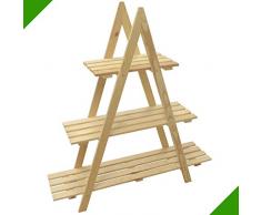 Blumenregal Blumenpyramide Pflanzenpyramide Blumenständer Holzregal Pflanzentreppe für innen & außen Unbehandelt Standregal Pflanzenregal Blumentreppe Blumen Pflanzen Wohnzimmer Dekor