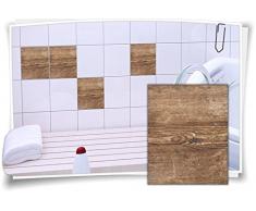 Medianlux Fliesenaufkleber Fliesen Aufkleber Holz Baum Kiefer Fichte Bad WC Küche Kachel Imitat Deko Holzimitat, 4 Stück, 20x25cm