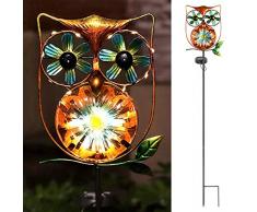 LeiDrail Solar Windrad Garten Metall LED Eule Gartenleuchte Dekoration Warmes Licht Gartenleuchten Eulen Lichter für Außen Rasen Gehweg wasserdichte