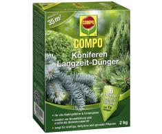 COMPO Koniferen Langzeit-Dünger für alle Arten von Nadelgehölzen und Immergrünen, 6 Monate Langzeitwirkung, 2 kg, 35m²