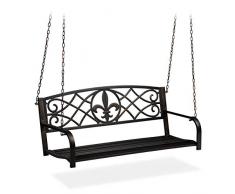 Relaxdays Hängebank, 2-Sitzer, Gartenschaukel zum Aufhängen, Vintage Design, Metall, HBT 197x133x58 cm, schwarz-Bronze