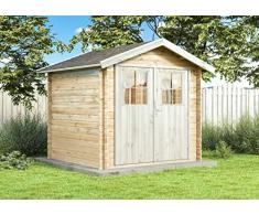 Alpholz Gartenhaus Mons aus Massiv-Holz | Gerätehaus mit 19 mm Wandstärke | Garten Holzhaus inklusive Montagematerial & Dachpappe | Geräteschuppen Größe: 225 x 210 cm | Satteldach