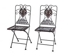 aubaho 2X Gartenstuhl Paar Stuhl Bistrostuhl Eisen Antik-Stil Gartenmöbel braun