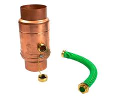 Kupfer Regenwassersammler 76 mm mit Schlauch- und Fassanschluss für das Fallrohr, Regensammler 85% Wasser-Ertrag dank doppelwandigem Aufbau, Wassersammler für Regentonnen