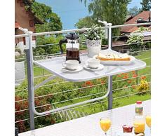 JAUTO Balkonhängetisch 60x40cm Balkontisch zum Einhängen aus Streckmetall & Kunststoffummantelung - Klapptisch für kleinen Balkon - Hängetisch klappbar & witterungsbeständig - Outdoor-Tisch
