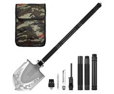 YEVHEV Klappspaten Militärische Klappschaufel mit Survival kit und Tragetasche Taktische Multifunktional-Schaufel aus Alulegierung für Outdoor, Wandern,Camping,Jagd,Garten