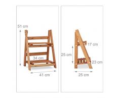 Relaxdays Blumentreppe aus Holz, Blumenständer für innen, 2-stufig, Leiterregal, Klappbar, HBT: ca. 51 x 41 x 25 cm, braun