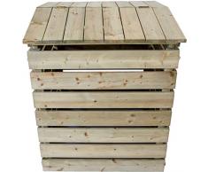 Nativ Komposter aus Holz mit Deckel, Holzkomposter aus imprägniertem Lärchenholz mit klappbarer Abdeckung, 75 x 72 x 91 cm, stabile und langlebige Qualität