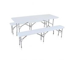 Strattore Bierzeltgarnitur aus Kunststoff 2X Bierbank Klappbank Klapptisch Festzeltgarnitur Bierzeltgarnitur klappbare Gartengarnitur