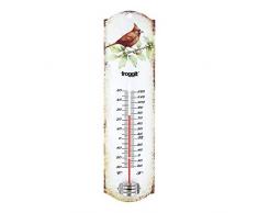 froggit Vintage Blechthermometer Gartenthermometer Außenthermometer mit Vogelmotiv