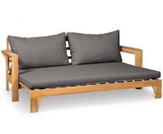 LANTERFANT 7434049273249 Loungebank Bente, Gartenbank, Ausfahrbarem Liegeelement, Akazien Holz, Teakfarbe, Dunkel Grau