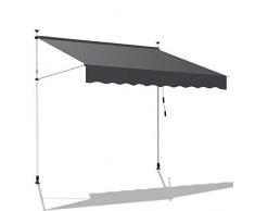 Hengda Markise Einziehbar Klemmmarkise Balkonmarkise Sonnenschutz ohne Bohren Höhenverstellbar (150 x 120 cm, Grau)