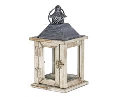 levandeo Laterne Holz 27x13x13cm Metall Glas Natur Braun Gartenlaterne Shabby Chic