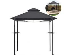ZDYLM-Y BBQ-Pavillon mit Zwei stabilen Seitenablagen, Grillpavillon Doppelschichtdach Bartheke Witterungsbeständig Feuerhemmend