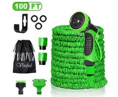 Vivibel Flexibler Gartenschlauch, 30M 100FT Flexischlauch Gartenschlauch, Gartenteich Schlauch Bewässungs Schlauch Dehnbar mit 10 Funktion Garten Spritzpistole für Autowäsche,Gartenbewässerung,Yard
