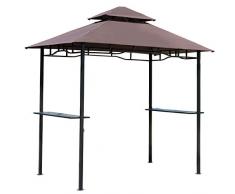Outsunny Grillpavillon Gartenzelt Grill Pavillon Balkonpavillon Flammhemmendes Doppeldach 245x148x255cm