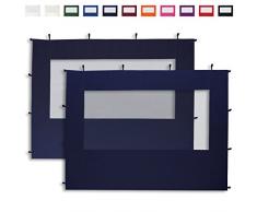 TOOLPORT 2 Seitenteile mit Panoramafenstern in dunkelblau für 3x3 m Falt Pavillon Faltpavillon Eco Aluminium von PROFIZELT24