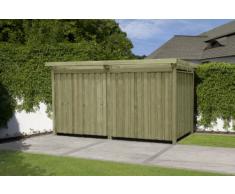 Gerätehaus Holz mit Flachdach Typ-4 387 x 224 cm mit zwei Räumen von Gartenpirat®