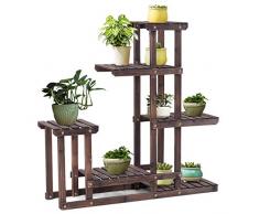 DREAMADE Blumenregal aus Holz, Pflanzenregal 6 Ebenen, Blumenständer für Balkon Wohzimmer Garten Outdoor, Blumentreppe, Pflanzentreppe 95x25x96cm