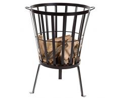 Mullrose 100792 Feuerkorb aus Stahl XXL schwarz, L60 x B60 x H85 cm