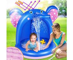 lenbest Aufblasbares Planschbecken, léléphant Baby Pool mit Sonnenschutz, Splash Kinderzelt Schwimmbecken, Kinder＆Toddlers Sommer Wasserspielzeug Sommergeschenk für Garten Strand Schwimmbad
